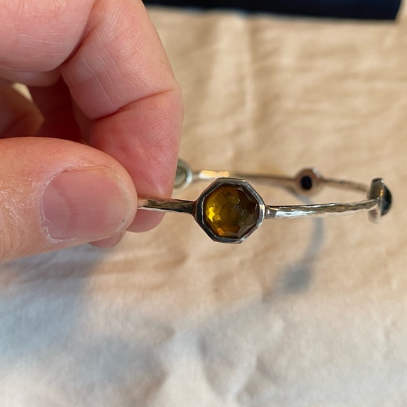 Authentic Ippolita five station multi color stone sterling silver bangle. - Picture 5 of 7